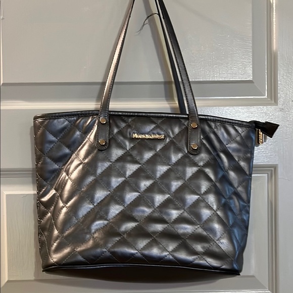 Montana West Handbags - Montana West Silver Quilted Tote Bag